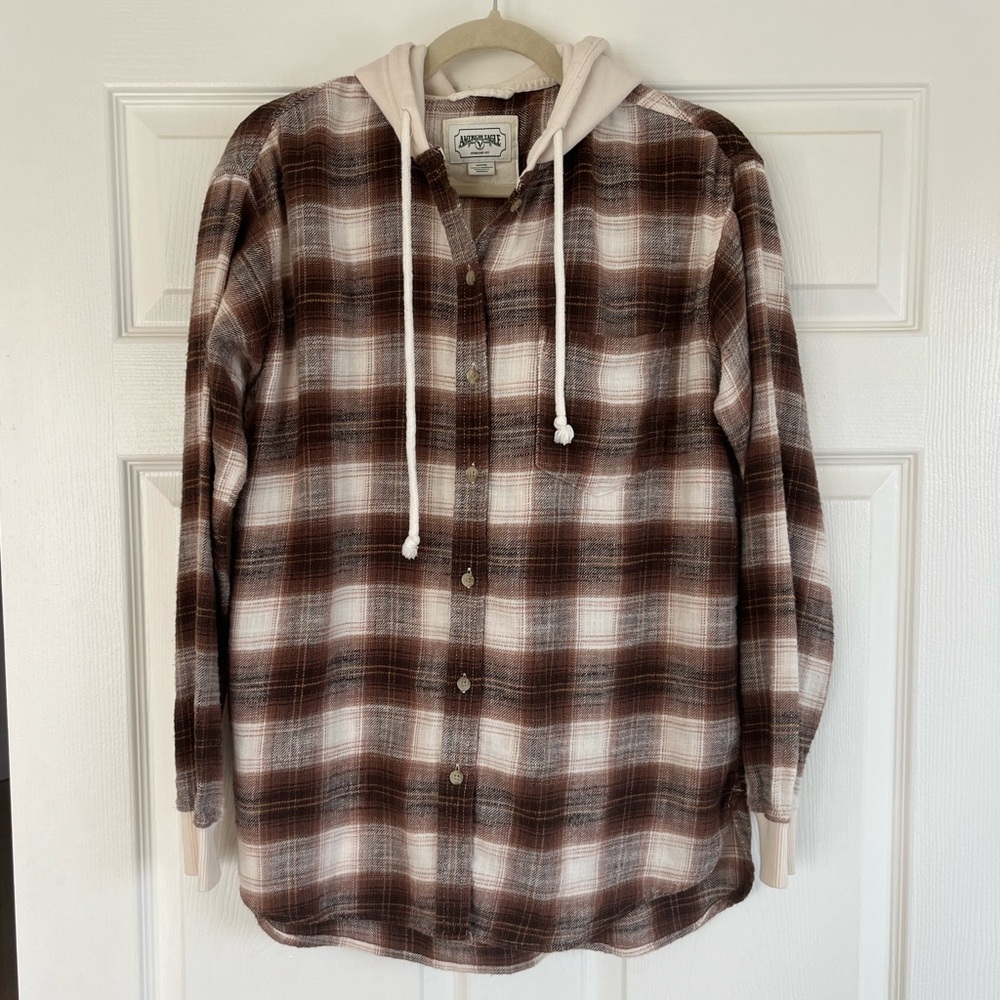 American Eagle Outfitters Brown Plaid Hoodie